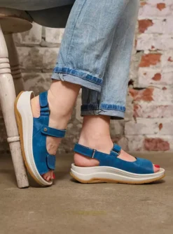 DAMES Wolky Sandalen<Adura - blauw effectleer
