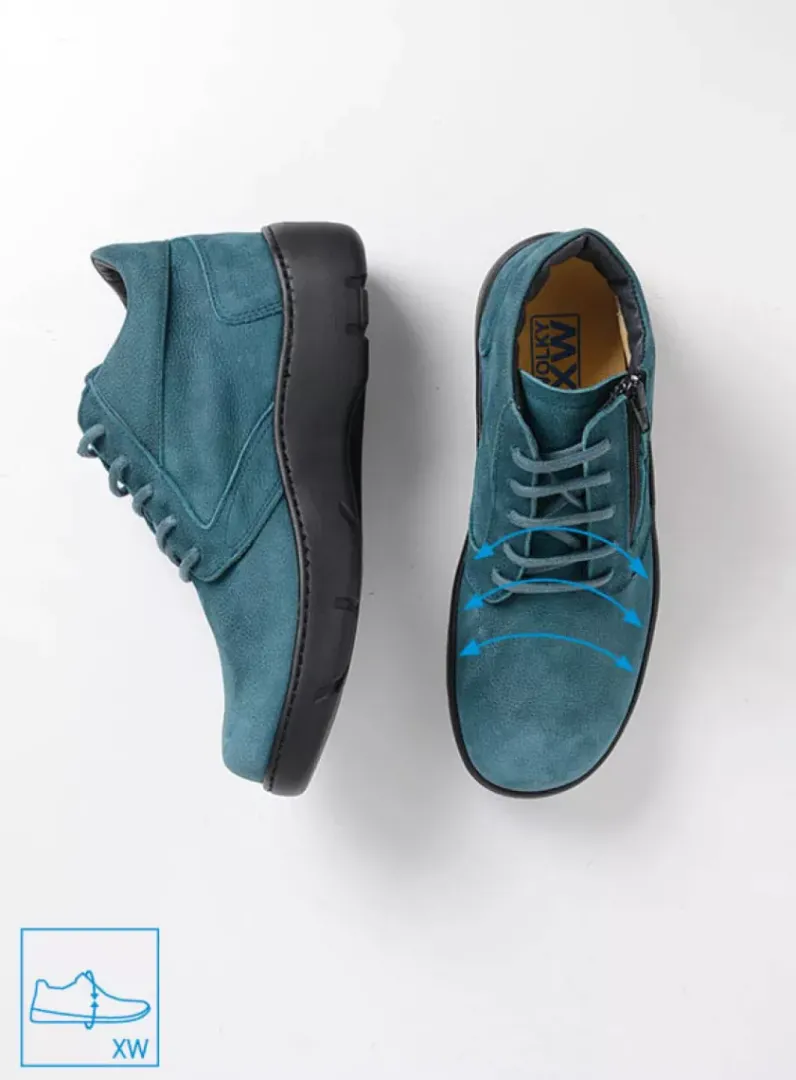 DAMES Wolky Hoge Veterschoenen|Wandelschoenen<Annemarie XW - petrol nubuck