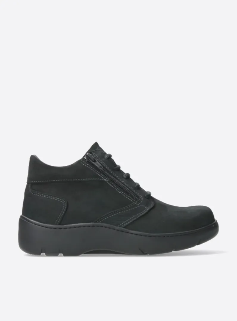 DAMES Wolky Wandelschoenen|Hoge Veterschoenen<Annemarie XW - zwart nubuck