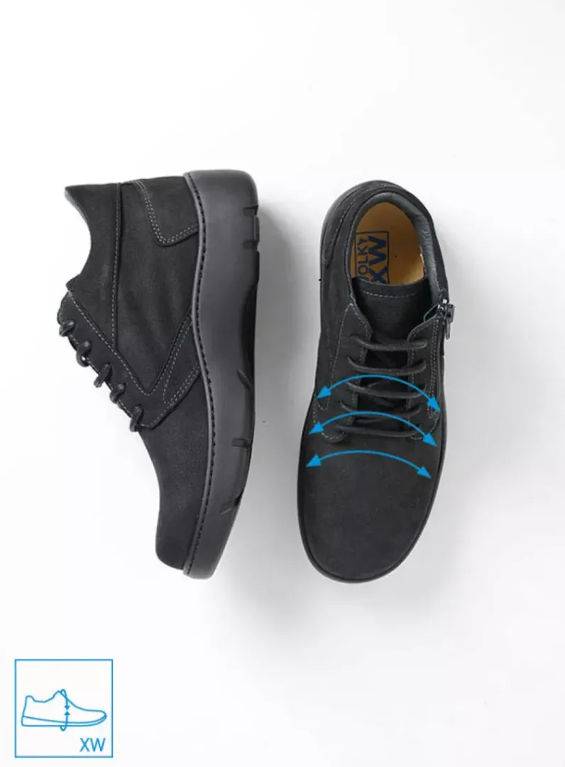 DAMES Wolky Wandelschoenen|Hoge Veterschoenen<Annemarie XW - zwart nubuck