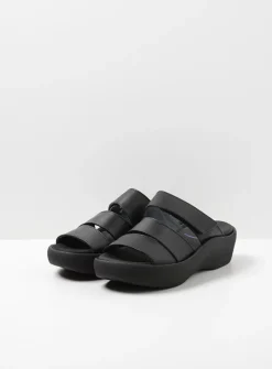 DAMES Wolky Slippers<Aporia - zwart leer
