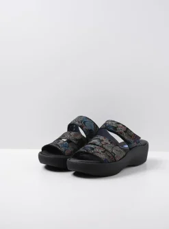 DAMES Wolky Slippers<Aporia - zwart/blauw suede