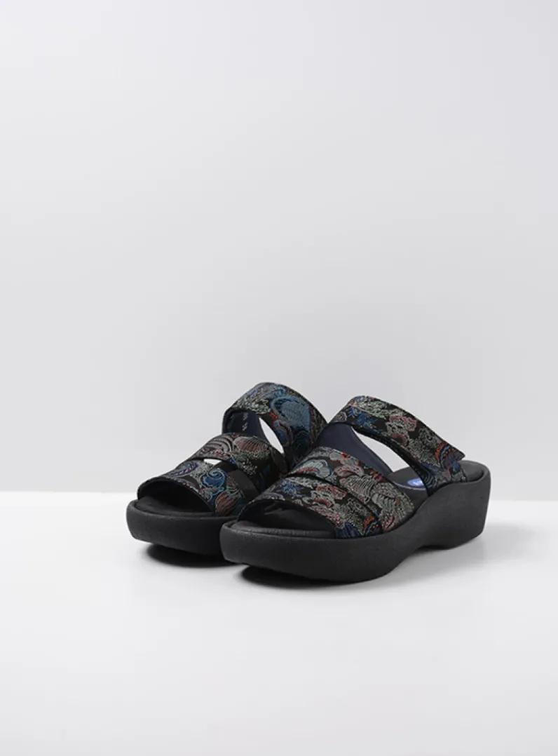 DAMES Wolky Slippers<Aporia - zwart/blauw suede