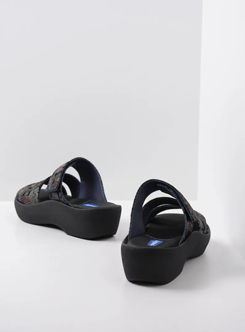 DAMES Wolky Slippers<Aporia - zwart/blauw suede