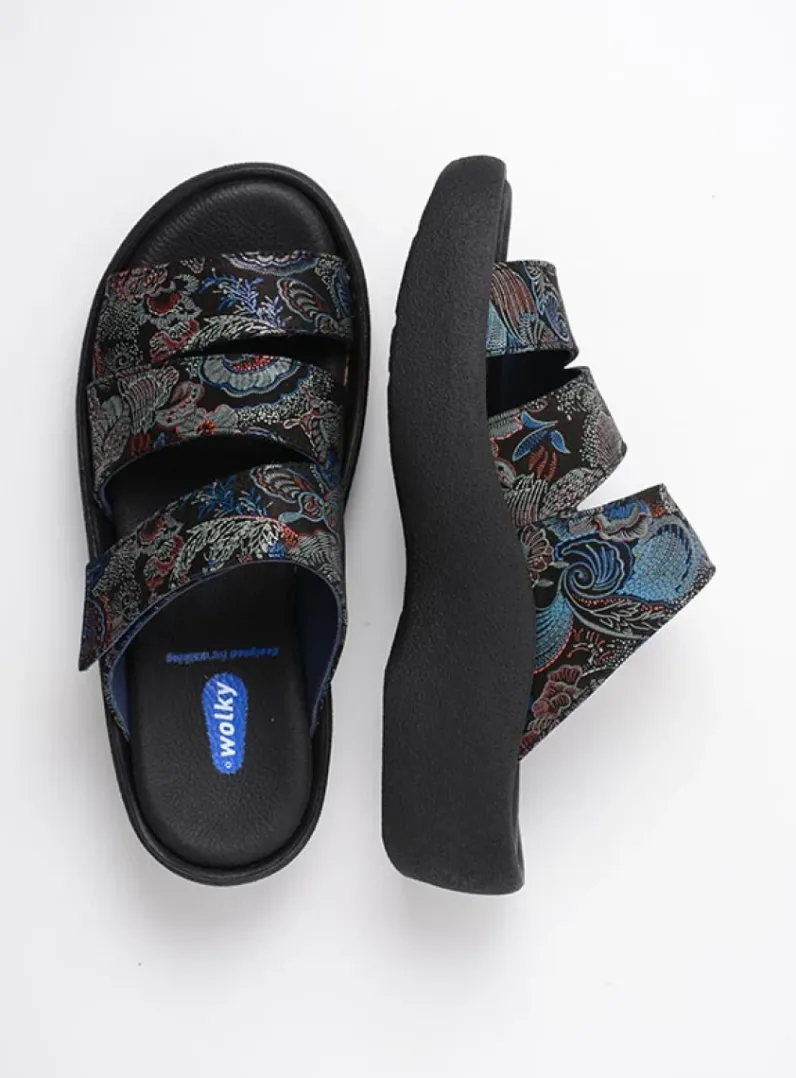 DAMES Wolky Slippers<Aporia - zwart/blauw suede