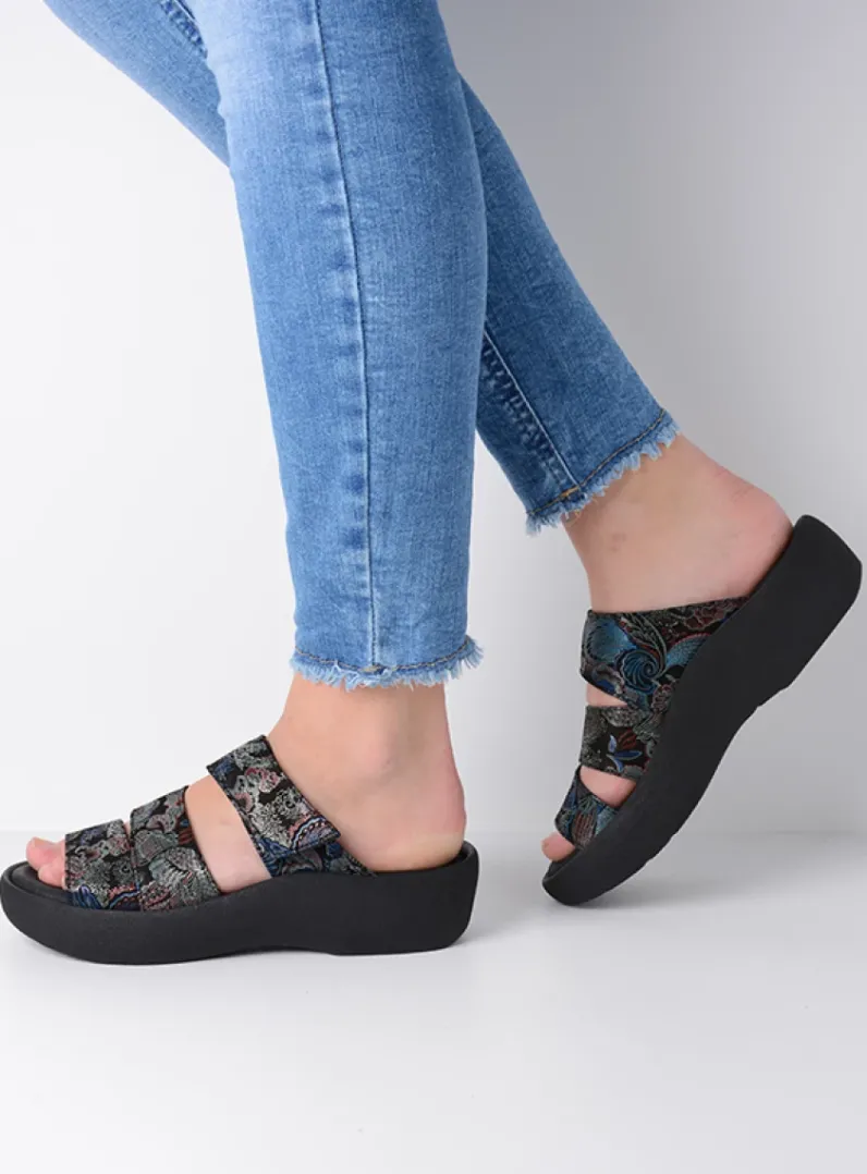 DAMES Wolky Slippers<Aporia - zwart/blauw suede