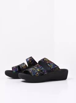 DAMES Wolky Slippers<Aporia - zwart/multi flower nubuck