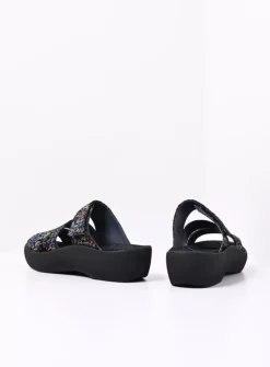 DAMES Wolky Slippers<Aporia - zwart/multi flower nubuck