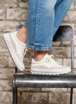 DAMES Wolky Lage Veterschoenen|Sneakers<Babati - ijswit canvas/suede