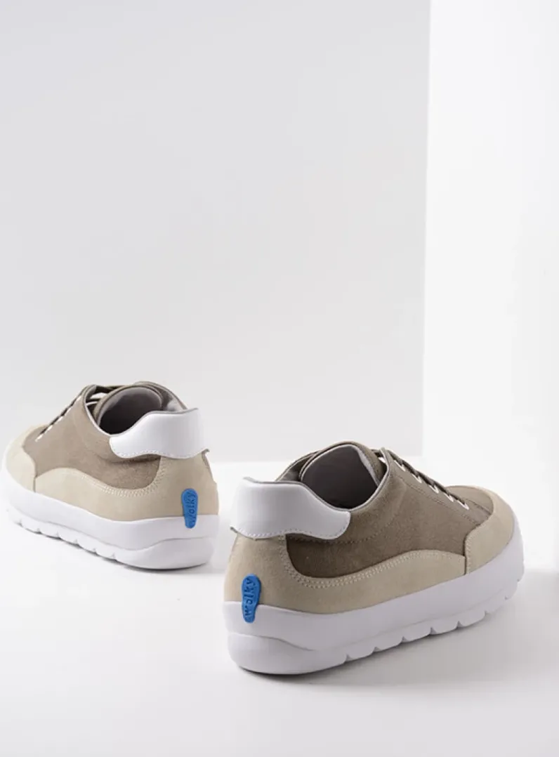 DAMES Wolky Lage Veterschoenen|Sneakers<Babati - kaki canvas/suede