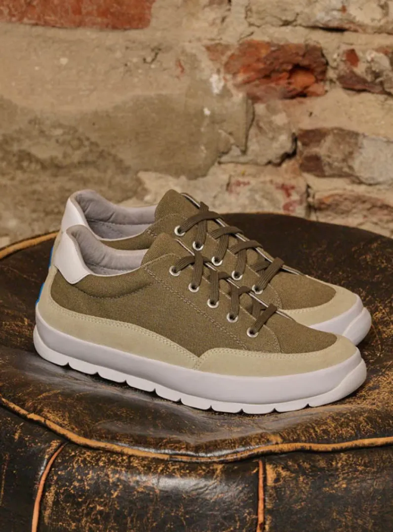 DAMES Wolky Lage Veterschoenen|Sneakers<Babati - kaki canvas/suede