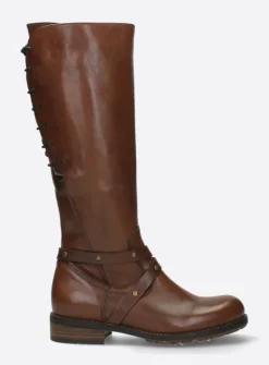 DAMES Wolky Veterlaarzen|Lange Laarzen<Belmore - cognac leer