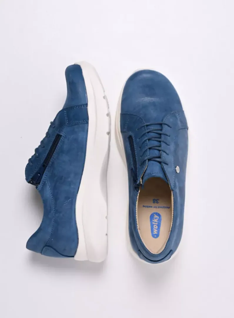 DAMES Wolky Lage Veterschoenen|Sneakers<Blitz - blauw effectleer