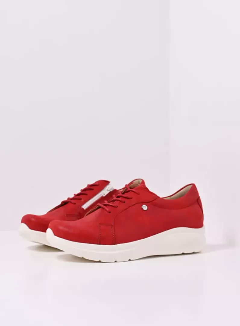 DAMES Wolky Lage Veterschoenen|Sneakers<Blitz - rood effectleer