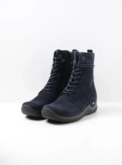 DAMES Wolky Hoge Veterschoenen|Veterlaarzen<Bluff - blauw suede