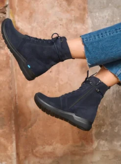DAMES Wolky Hoge Veterschoenen|Veterlaarzen<Bluff - blauw suede