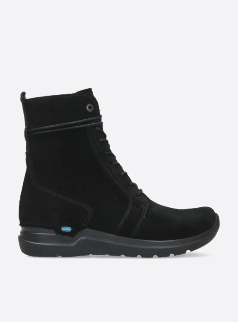 DAMES Wolky Hoge Veterschoenen|Veterlaarzen<Bluff - zwart suede