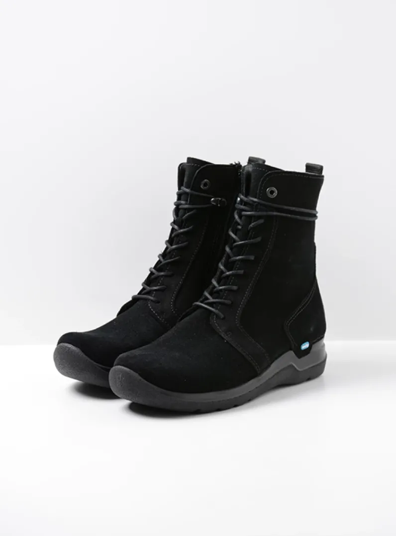 DAMES Wolky Hoge Veterschoenen|Veterlaarzen<Bluff - zwart suede
