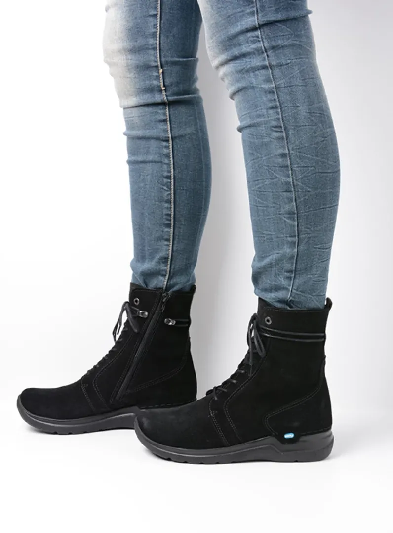 DAMES Wolky Hoge Veterschoenen|Veterlaarzen<Bluff - zwart suede