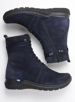 DAMES Wolky Hoge Veterschoenen|Veterlaarzen<Bluff DB - blauw suede