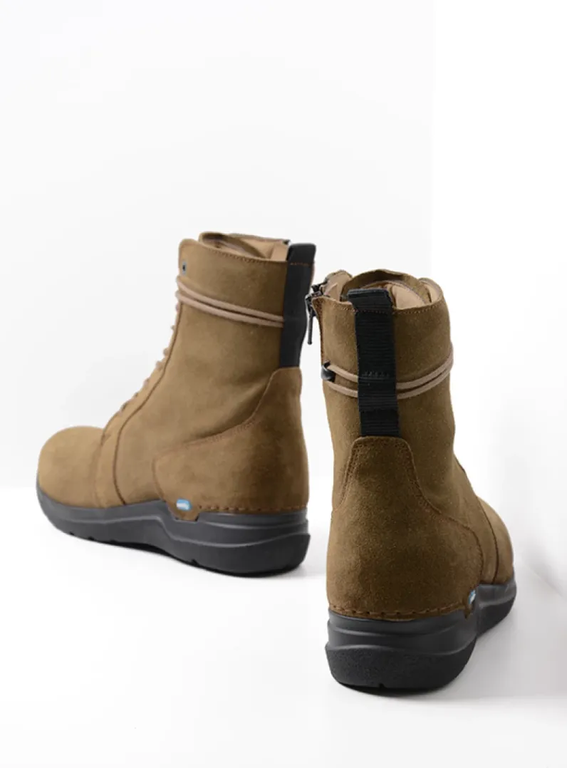 DAMES Wolky Hoge Veterschoenen|Veterlaarzen<Bluff DB - donker taupe suede