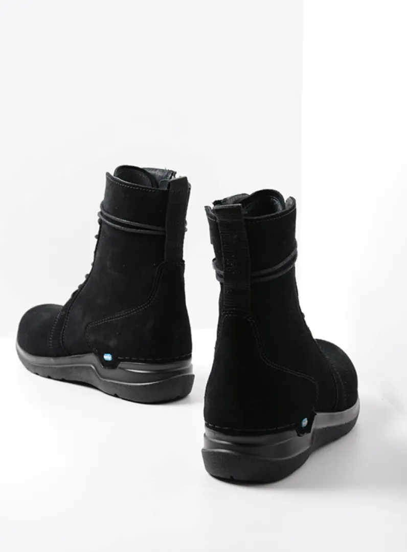 DAMES Wolky Hoge Veterschoenen|Veterlaarzen<Bluff HV - zwart suede