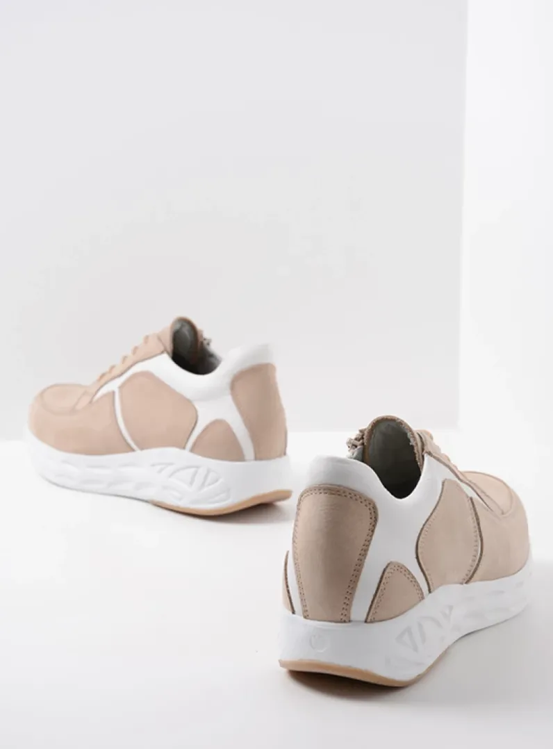 DAMES Wolky Lage Veterschoenen|Wandelschoenen<Bounce - beige-wit nubuck