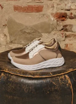 DAMES Wolky Lage Veterschoenen|Wandelschoenen<Bounce - safari/brons combi leer