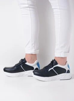 DAMES Wolky Lage Veterschoenen|Wandelschoenen<Bounce - wit/blauw combi leer