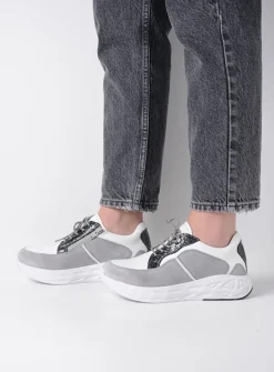 DAMES Wolky Lage Veterschoenen|Wandelschoenen<Bounce - wit/grijs combi leer