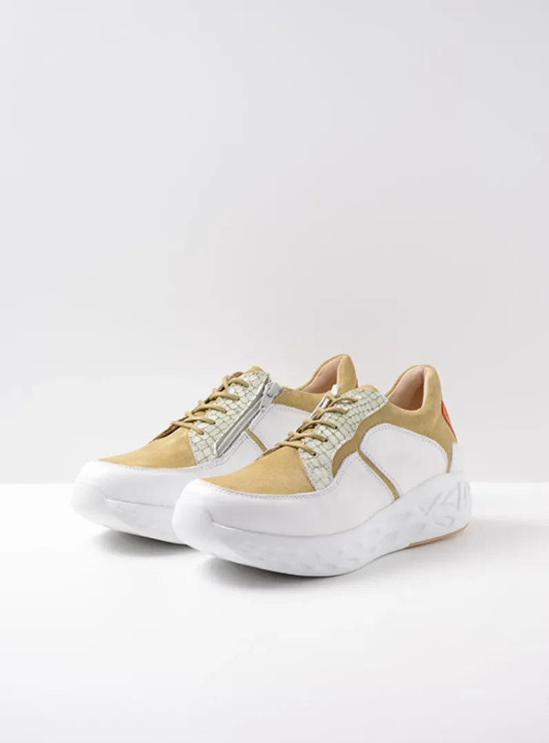 DAMES Wolky Lage Veterschoenen|Wandelschoenen<Bounce - wit/groen combi leer