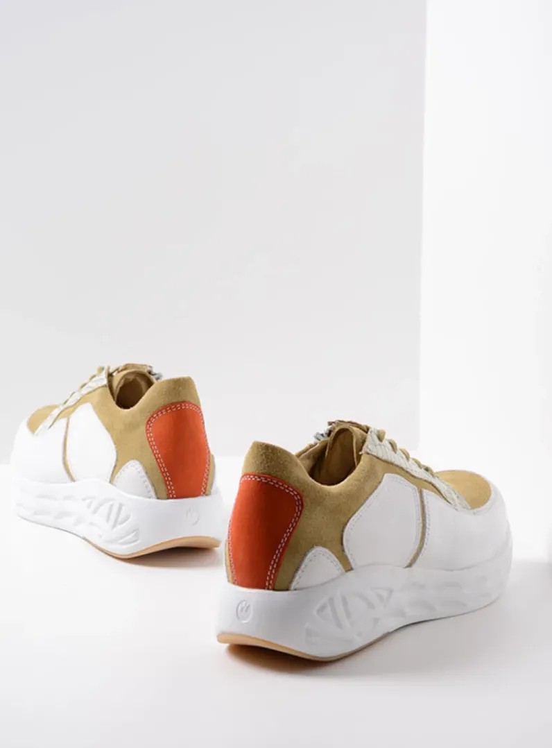 DAMES Wolky Lage Veterschoenen|Wandelschoenen<Bounce - wit/groen combi leer