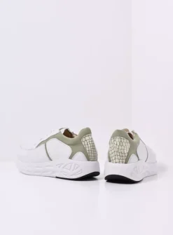 DAMES Wolky Lage Veterschoenen|Wandelschoenen<Bounce - wit/lichtgroen leer