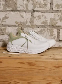 DAMES Wolky Lage Veterschoenen|Wandelschoenen<Bounce - wit/lichtgroen leer