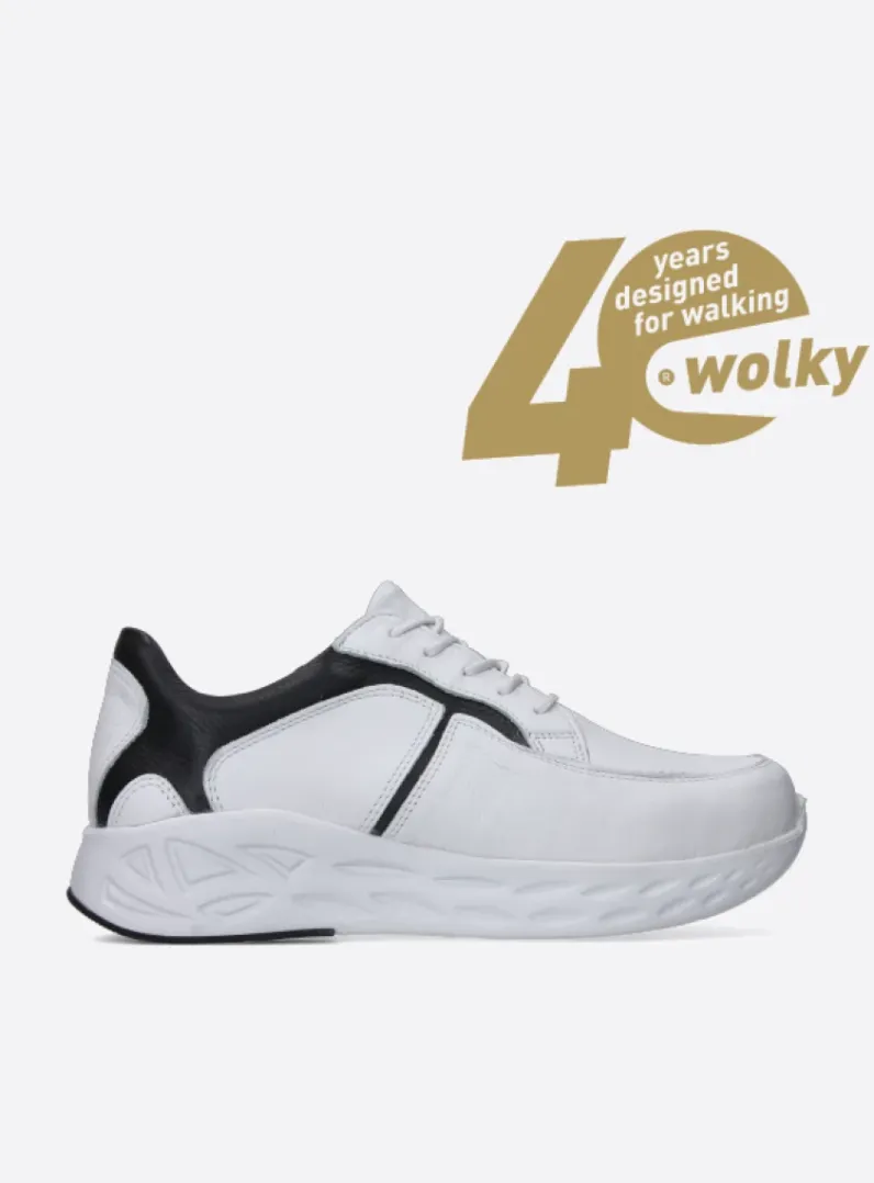 DAMES Wolky Lage Veterschoenen|Wandelschoenen<Bounce - wit/zwart leer