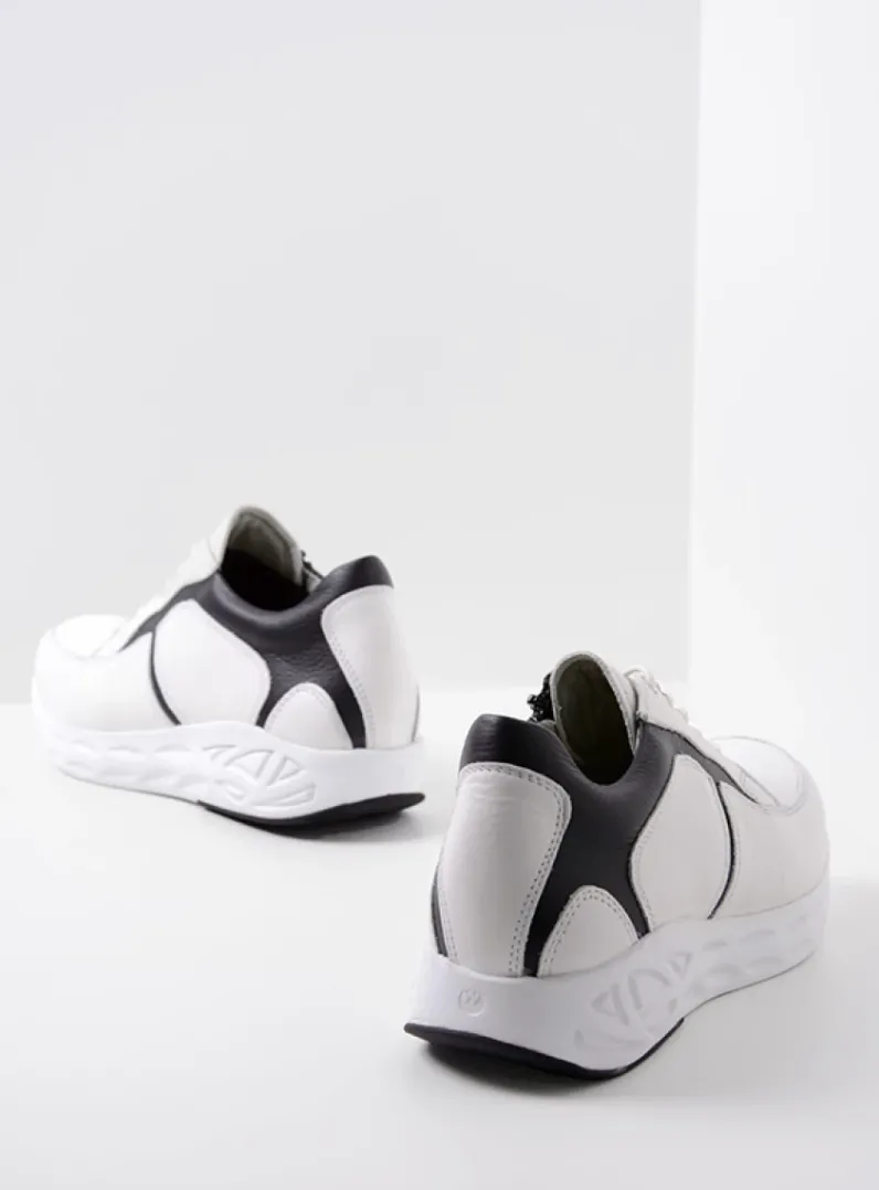 DAMES Wolky Lage Veterschoenen|Wandelschoenen<Bounce - wit/zwart leer