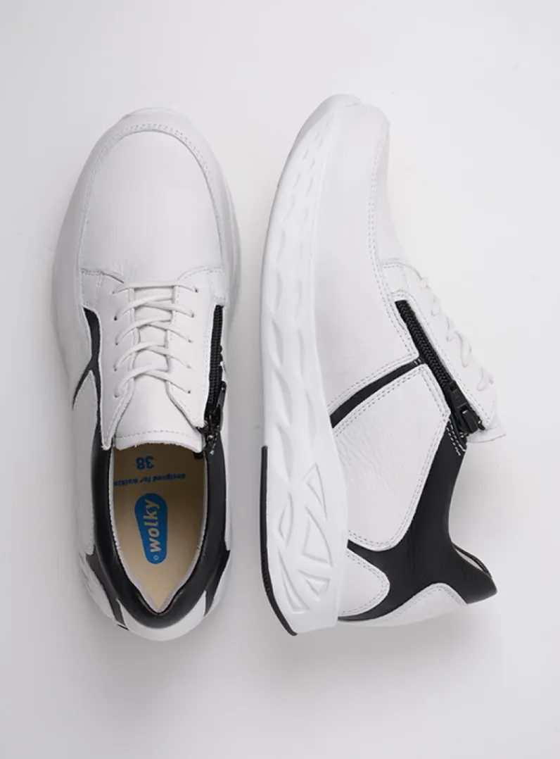 DAMES Wolky Lage Veterschoenen|Wandelschoenen<Bounce - wit/zwart leer