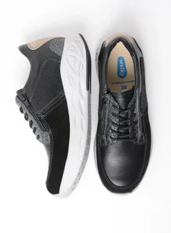 DAMES Wolky Lage Veterschoenen|Wandelschoenen<Bounce - zwart combi leer