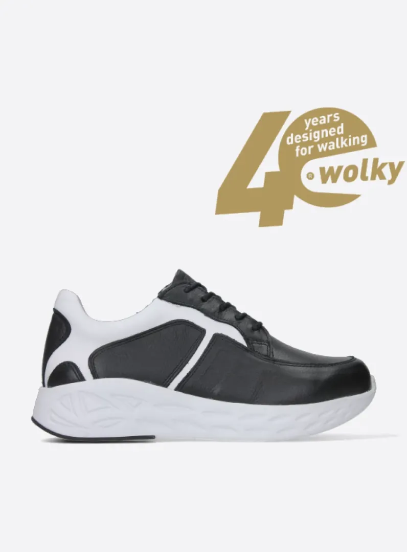 DAMES Wolky Lage Veterschoenen|Wandelschoenen<Bounce - zwart/wit leer