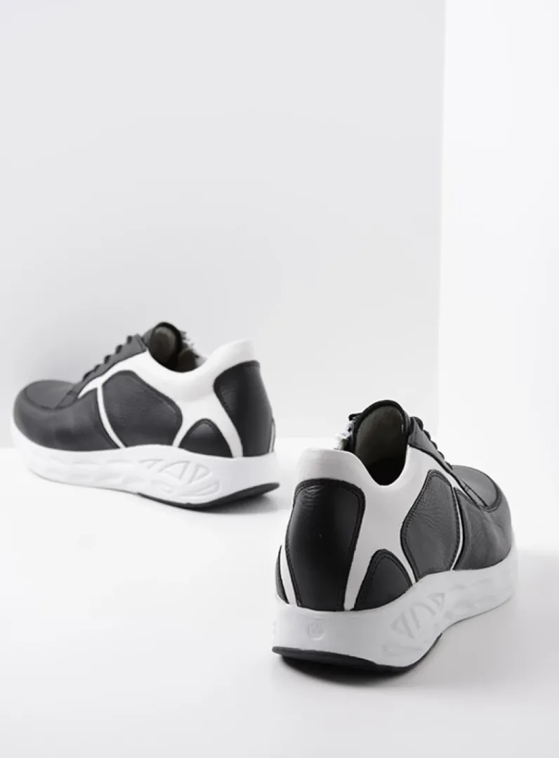 DAMES Wolky Lage Veterschoenen|Wandelschoenen<Bounce - zwart/wit leer