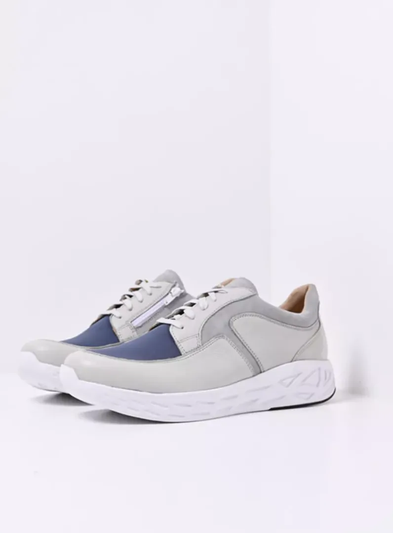 Heren Wolky Veterschoenen Heren|Sneakers Heren<Bounce Men S2F - gebroken wit/jeans combi stretch leer