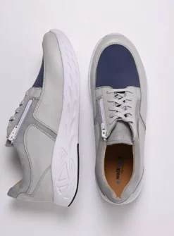 Heren Wolky Veterschoenen Heren|Sneakers Heren<Bounce Men S2F - gebroken wit/jeans combi stretch leer