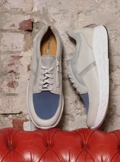 Heren Wolky Veterschoenen Heren|Sneakers Heren<Bounce Men S2F - gebroken wit/jeans combi stretch leer