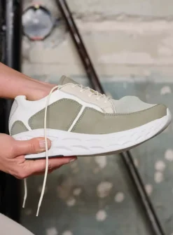 DAMES Wolky Wandelschoenen|Sneakers<Bounce S2F - grijsgroen stretchleer