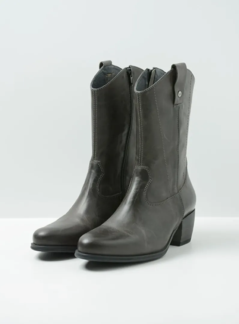 DAMES Wolky Halfhoge Laarzen|Cowboylaarzen<Caprock - antraciet leer