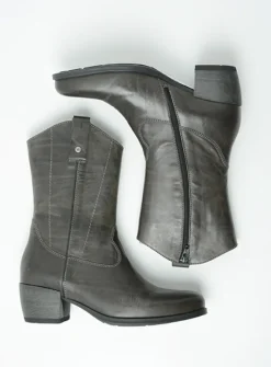 DAMES Wolky Halfhoge Laarzen|Cowboylaarzen<Caprock - antraciet leer