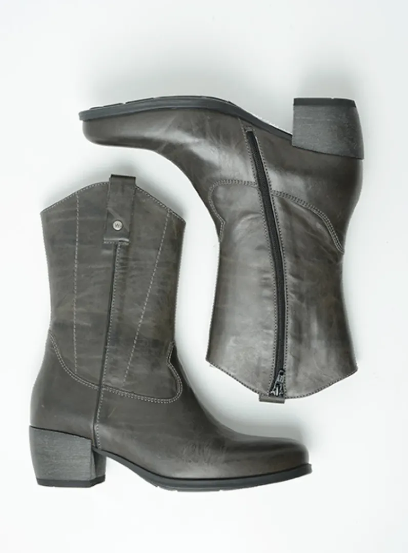 DAMES Wolky Halfhoge Laarzen|Cowboylaarzen<Caprock - antraciet leer