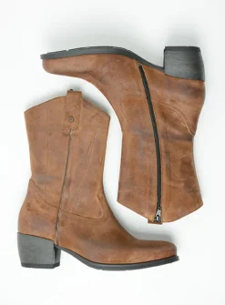 DAMES Wolky Halfhoge Laarzen|Cowboylaarzen<Caprock - cognac suede