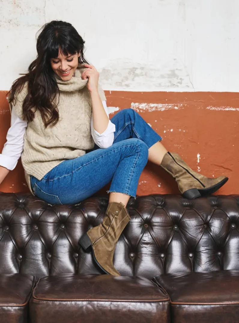 DAMES Wolky Halfhoge Laarzen|Cowboylaarzen<Caprock - taupe suede