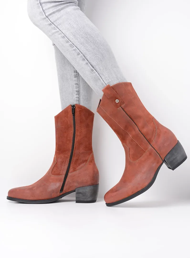 DAMES Wolky Halfhoge Laarzen|Cowboylaarzen<Caprock - terra suede